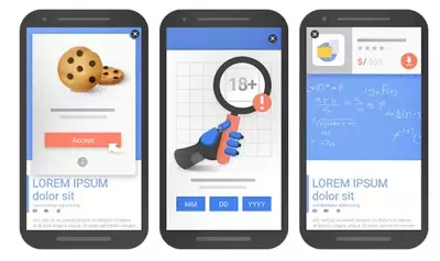 Example of pop-up ads that are allowed on mobile