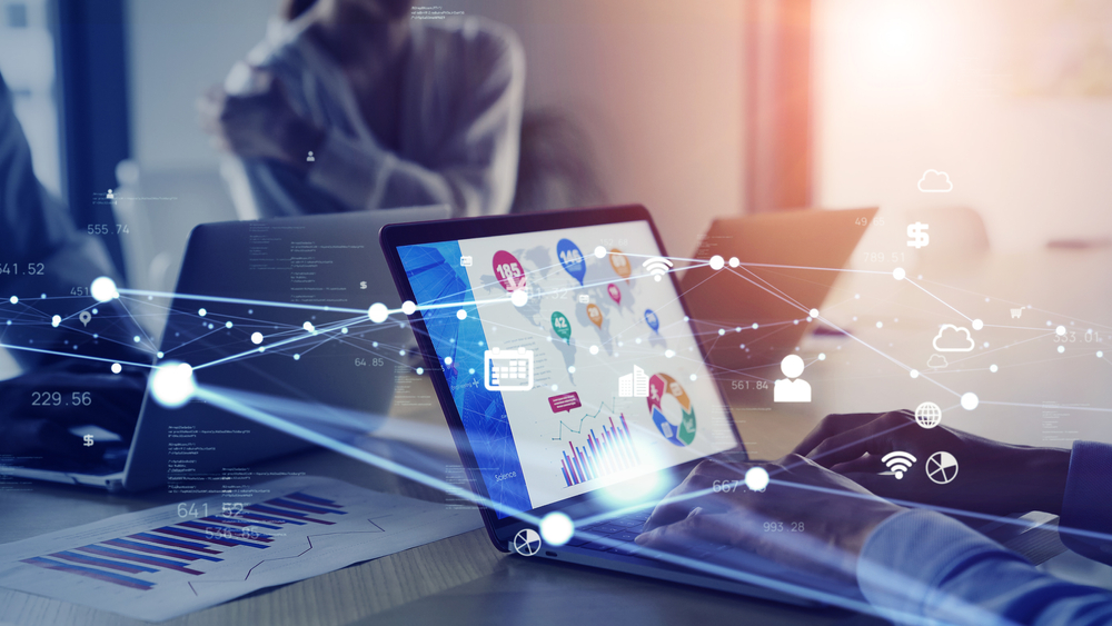 marketing tools on laptop