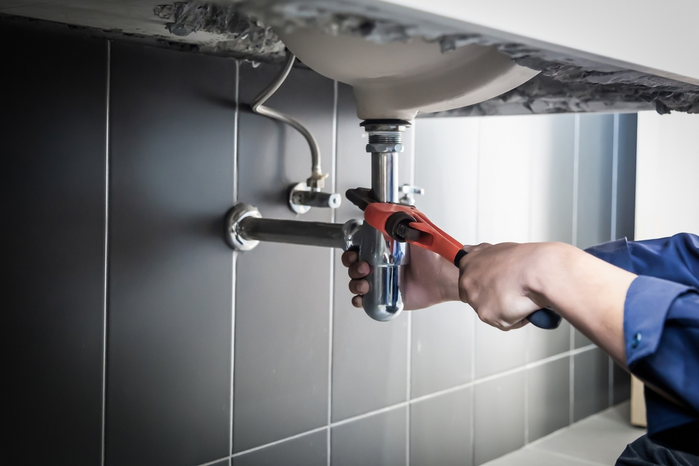 plumber fixing sink