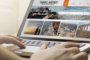 online travel agent on laptop