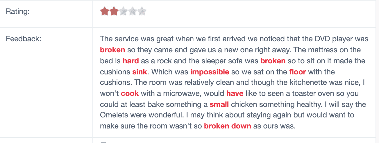 Negative review with artificial intelligence