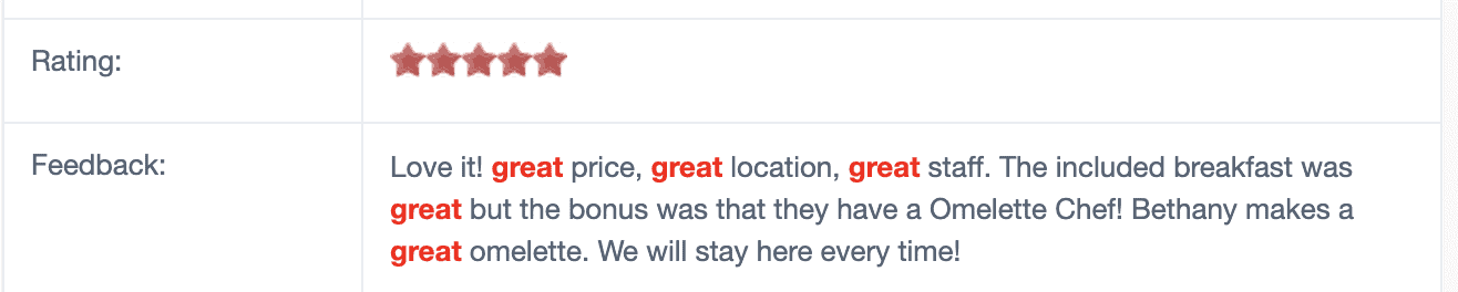 vacation rental client positive review with artificial intelligence